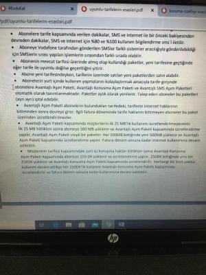 Vodafone Söylenen Tarife İle Sistemde Gözüken Tarifenin Farklı Olduğunu Öğrendim